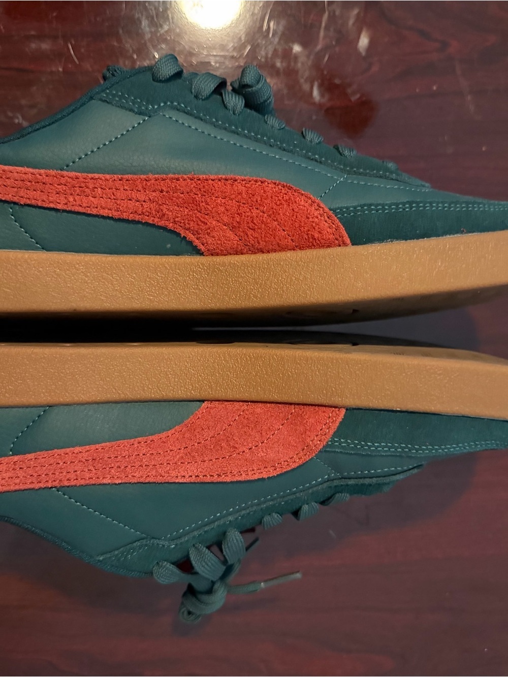 Puma Men's Forest Green Sneakers with Rust Suede Formstrip - Picture 2 of 8